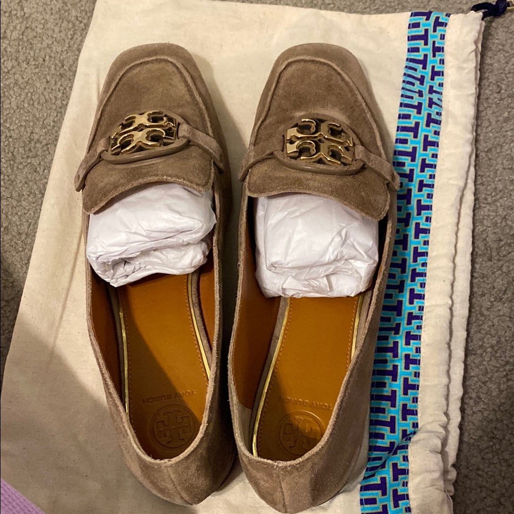 Tory Burch Tan Suede Loafers